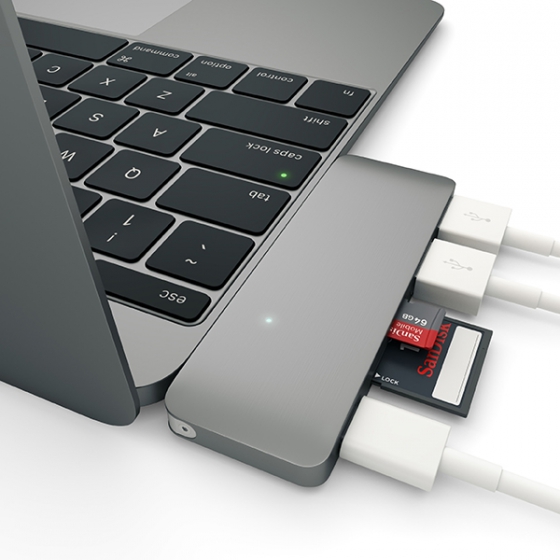 USB-C  Satechi USB Hub 2USB/1USB-C Space Gray - ST-TCUPM