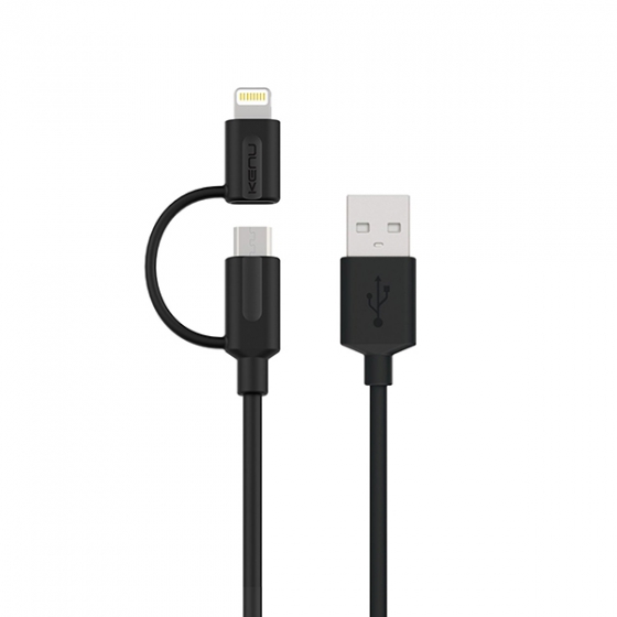  Kenu Tripline Lightning/Micro USB Cable 1  Black  TL1-KK-NA