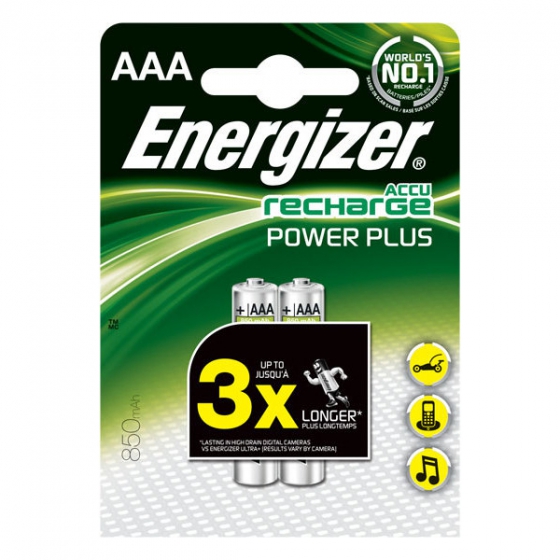   Energizer Rech Power Plus AAA 850 mAh 2 .