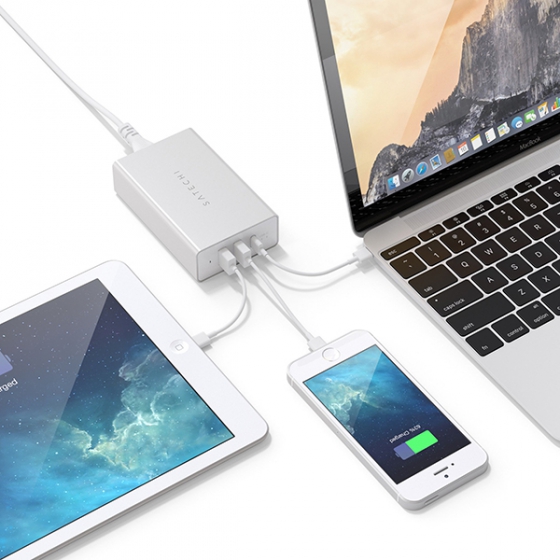  Satechi USB-C 40W Travel Charger 2.4A/ 2USB/1USB-C Silver  ST-ACCAS