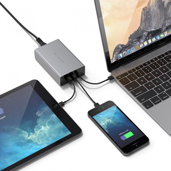  Satechi USB-C 40W Travel Charger 2.4A/2USB/1USB-C Space Gray - ST-ACCAM