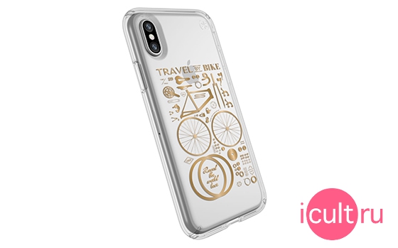 Speck Presidio Clear + Print City Bike Metallic Gold Yellow iPhone X