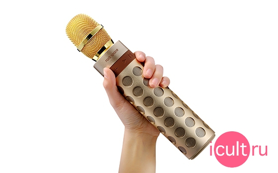 Rock Bluetooth Speaker with Karaoke Microphone Gold