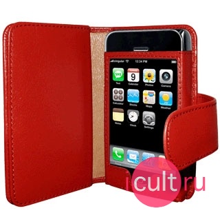 ����� Piel Frama Red Leather Wallet ��� Apple iPhone 2G / 3G / 3GS