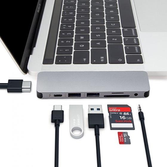 USB-C  Hyper HyperDrive Solo 7-in-1 Hub 2USB/1USB-C/1HDMI  MacBook - GN21D-Gray