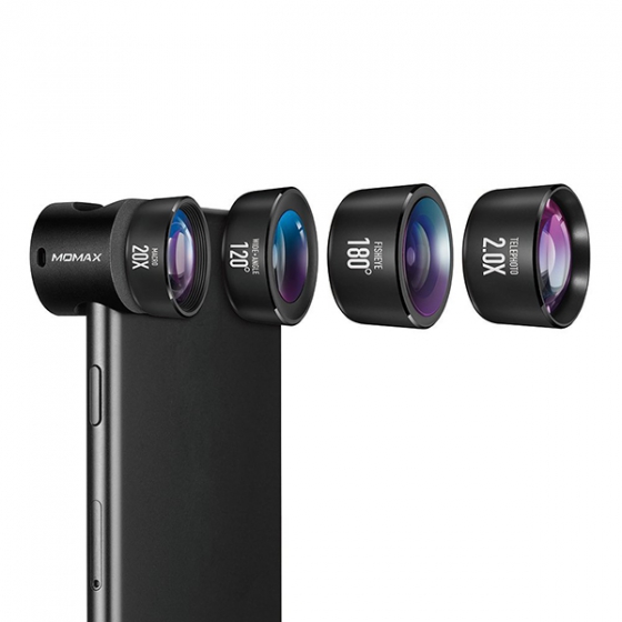   Momax X-Lens Pro 4 in 1 Macro + Wide Angle + Fisheye + Telephoto  iPhone 7/8 Plus  CAM7D