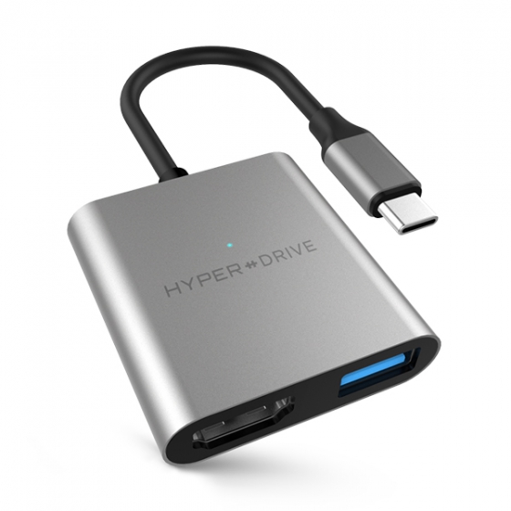 USB-C  Hyper HyperDrive 4K 60Hz 1USB/1HDMI Hub Space Gray - HD259A-GRAY
