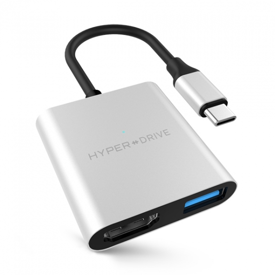 USB-C  Hyper HyperDrive 4K 30Hz 1USB/1HDMI Hub Silver  HD259A-SILVER
