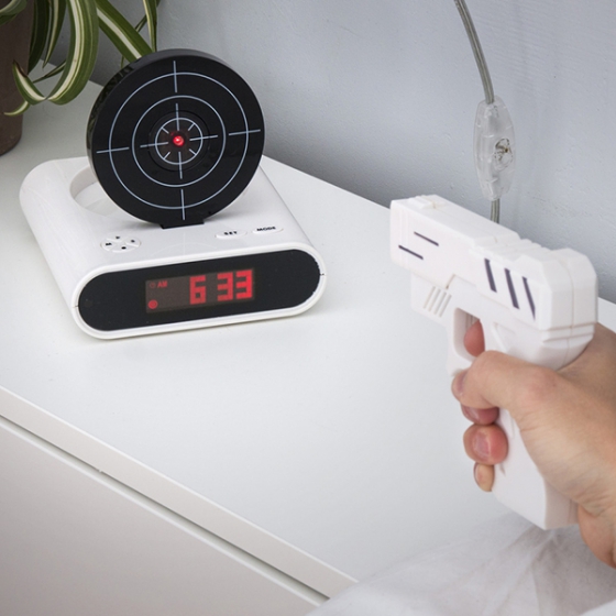       Gun Alarm Clock White 