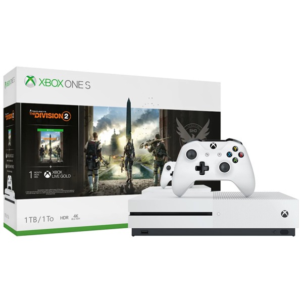   Microsoft Xbox One S + Tom Clancys The Division 2 + Xbox Live Gold + Xbox Game Pass 1TB HDD White 