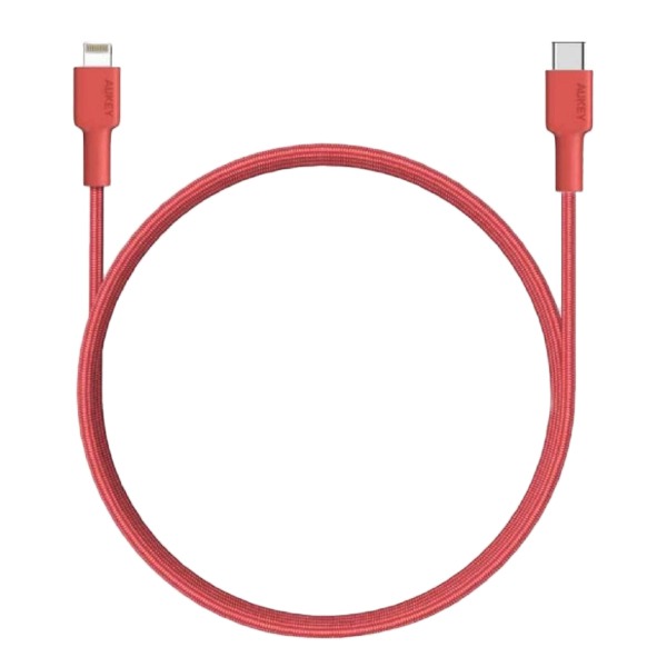   Aukey Braided Nylon MFi USB-C to Lightning Cable 2  Red  CB-CL2