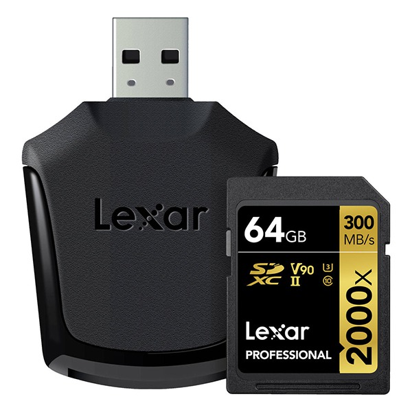   + - Lexar Professional 2000x 64GB SDXC Class 10/UHS-I/U3/V90/300/c LSD64GCBNA2000R