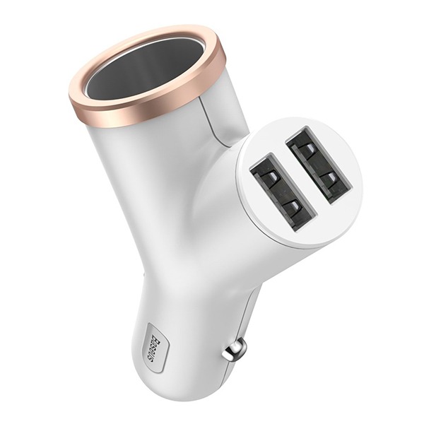  Baseus Y Type Car Charger 40W 3.4A/2USB/ 1 White  CCALL-YX02