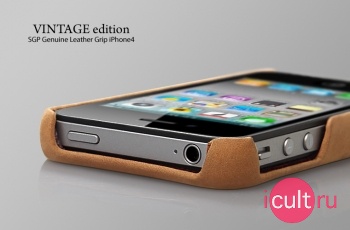  SGP Case Genuine Leather Grip - Vintage Edition Brown for Apple iPhone 4 