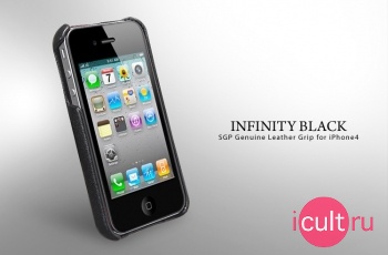  SGP Case Genuine Leather Grip infinity Black for Apple iPhone 4
