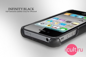  SGP Case Genuine Leather Grip infinity Black for Apple iPhone 4 
