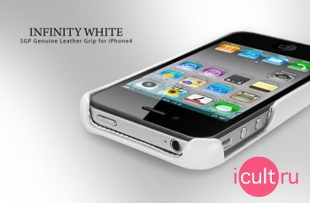  SGP Case Genuine Leather Grip infinity White for Apple iPhone 4 