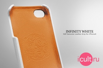  SGP Case Genuine Leather Grip infinity White for Apple iPhone 4