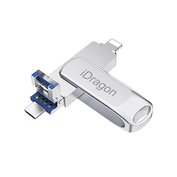 USB - iDragon USB/MicroUSB/Lightning Flash Drive 64GB Silver  U013A