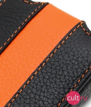 Melkco Leather Case for Apple iPhone 4 - Jacka Type (Black/Orange LC)