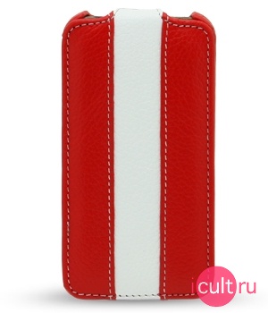 Melkco Leather Case for Apple iPhone 4 - Jacka Type (Red/White LC) /