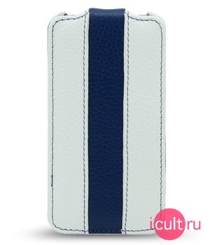 Melkco Leather Case for Apple iPhone 4 - Limited Edition Jacka Type (White/Blue LC) /