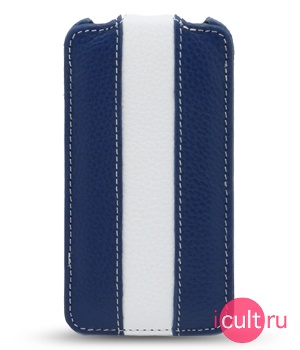 Melkco Leather Case for Apple iPhone 4 - Limited Edition Jacka Type (Blue/White LC) /