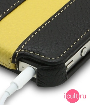 Melkco Leather Case for Apple iPhone 4 Jacka Type (Black/Yellow LC)