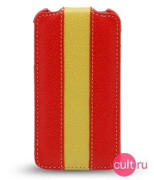 Melkco Leather Case for Apple iPhone 4 - Jacka Type (Red/Yellow LC) 