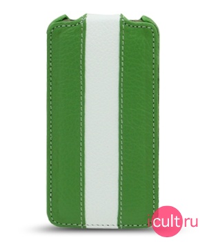Melkco Leather Case for Apple iPhone 4 - Jacka Type (Green/White LC) 