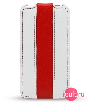 Melkco Leather Case for Apple iPhone 4 - Jacka Type (White/Red LC)