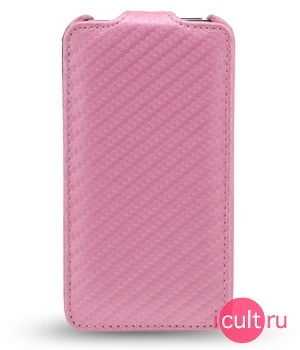 Melkco Leather Case for Apple iPhone 4 - Jacka Type (Carbon Fiber Pattern - pink)