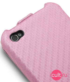  Melkco Leather Case for Apple iPhone 4 - Jacka Type (Carbon Fiber Pattern - pink)