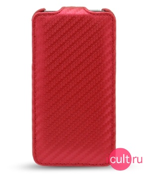 Melkco Leather Case for Apple iPhone 4 - Jacka Type (Carbon Fiber Pattern - red)