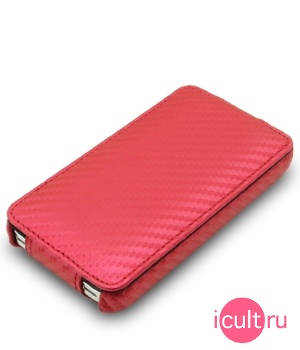 Melkco Leather Case for Apple iPhone 4 - Jacka Type (Carbon Fiber Pattern - red)