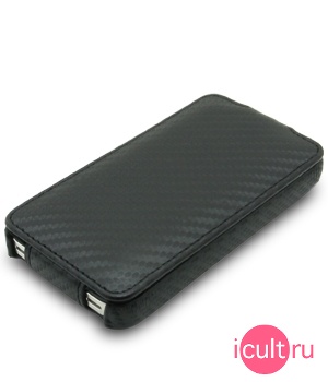   Melkco Leather Case for Apple iPhone 4 - Jacka Type (Carbon Fiber Pattern - Black)