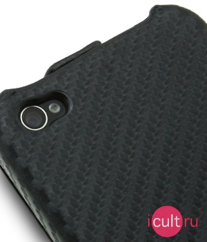   Melkco Leather Case for Apple iPhone 4 - Jacka Type (Carbon Fiber Pattern - Black)