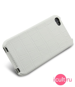  Melkco Leather Case for Apple iPhone 4 - Jacka Type (Crocodile Print Pattern - White) 