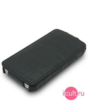  Melkco Leather Case for Apple iPhone 4 - Jacka Type (Crocodile Print Pattern - Black) 