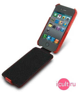  Melkco Leather Case for Apple iPhone 4 - Jacka Type (Crocodile Print Pattern - Red) 