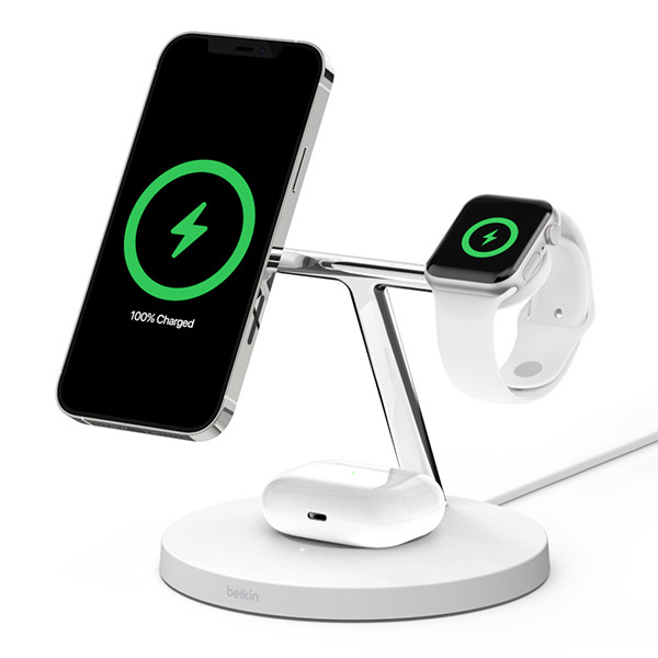    Belkin 3-in-1 Wireless Charger with MagSafe 15W White  WIZ009ttWH-APL/WIZ009vfWH