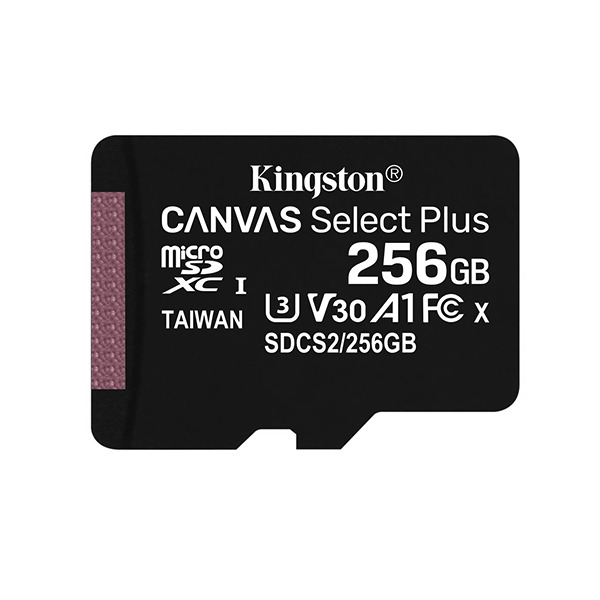  Kingston CANVAS Select Plus 256GB MicroSDXC Class 10/UHS-I/U3/V30/A1/100/ SDCS2/256GBSP