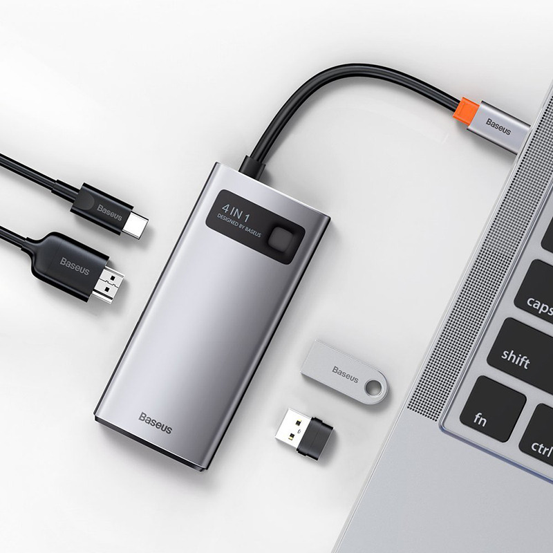 USB-C  Baseus Metal Gleam Series 4-in-1 Multifunctional HUB PD 100W 2USB/1USB-C/1HDMI 4K 30Hz - CAHUB-CY0G