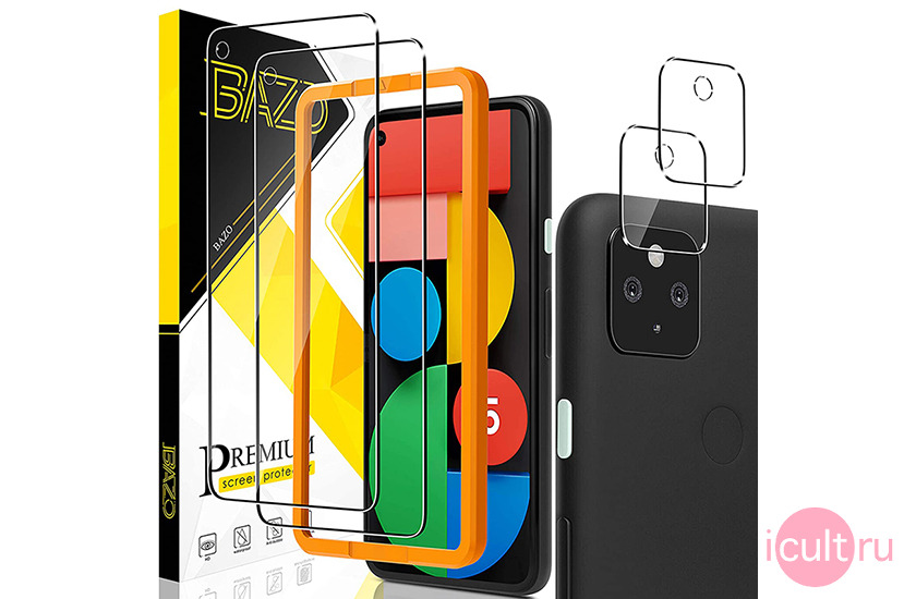 BAZO 2 Pack Screen Protector Tempered Glass and 2 Pack Camera Lens