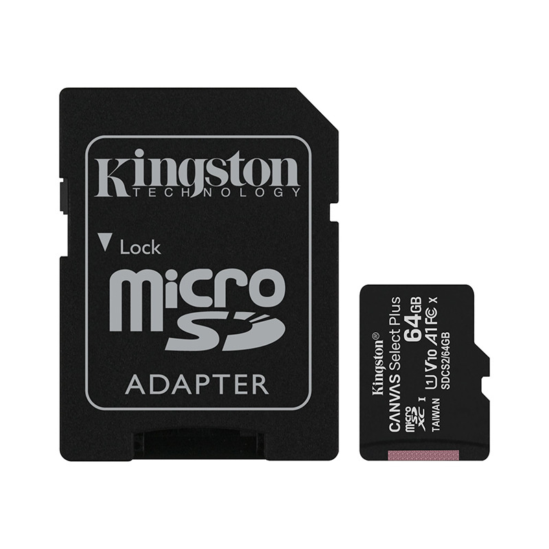   Kingston CANVAS Select Plus 64GB MicroSDXC Class 10/UHS-I/U1/V10/A1/100/ SDCS2/64GB