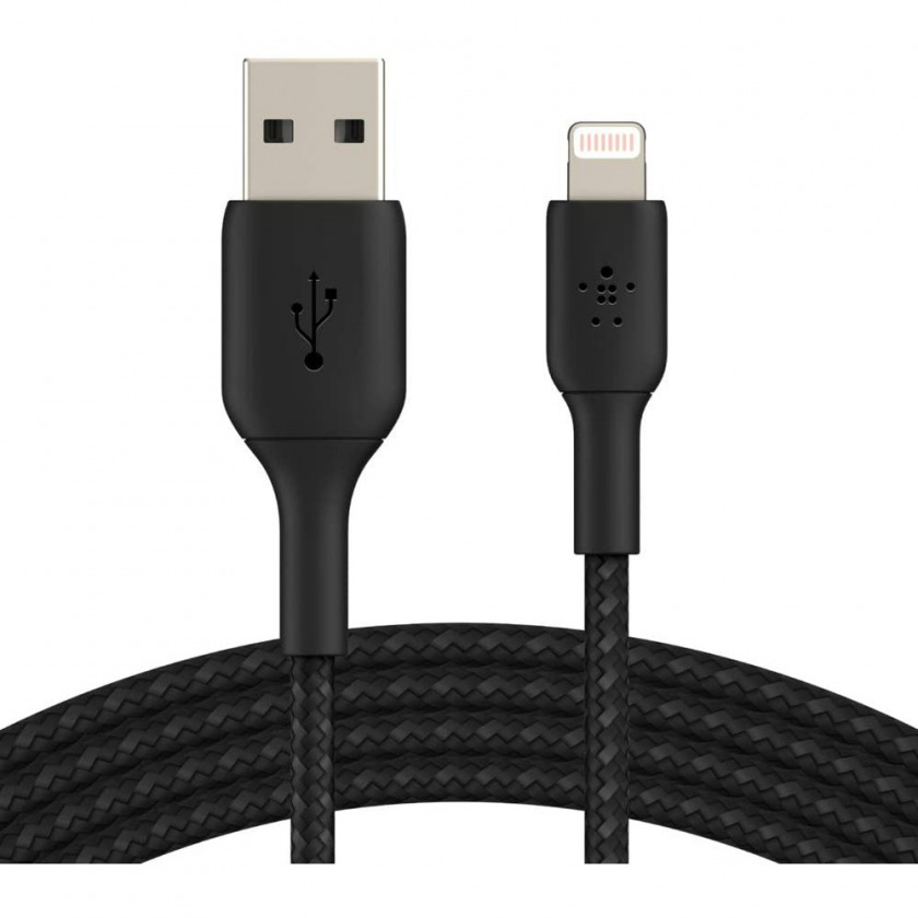  Belkin BOOST CHARGE Braided Lightning to USB-A Cable 1  Black  CAA002bt1MBK
