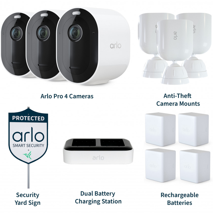   Arlo Pro 4 Wi-Fi Spotlight Camera Security Bundle 12 pieces White  VMC4350P-1BYNAS