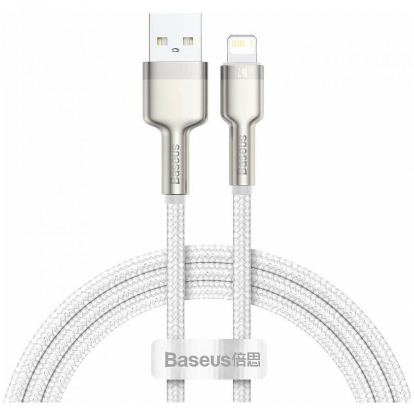   Baseus Cafule Series Metal Data Cable USB to Lightning Cable 1  White  CALJK-A02