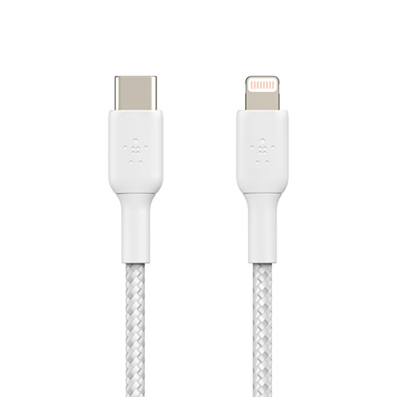  Belkin BOOST CHARGE Braided USB-C to Lightning Cable 1  White  CAA004bt1MWH