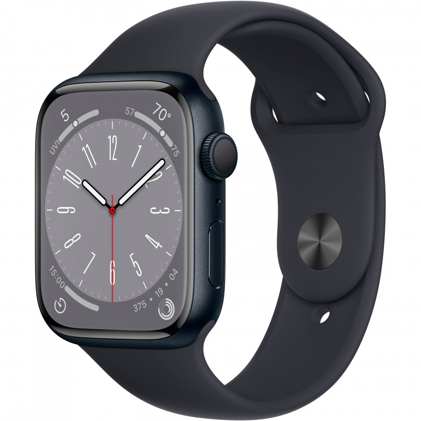 - Apple Watch Series 8 GPS 45mm Aluminum Case with Sport Band Midnight/Midnight  / 